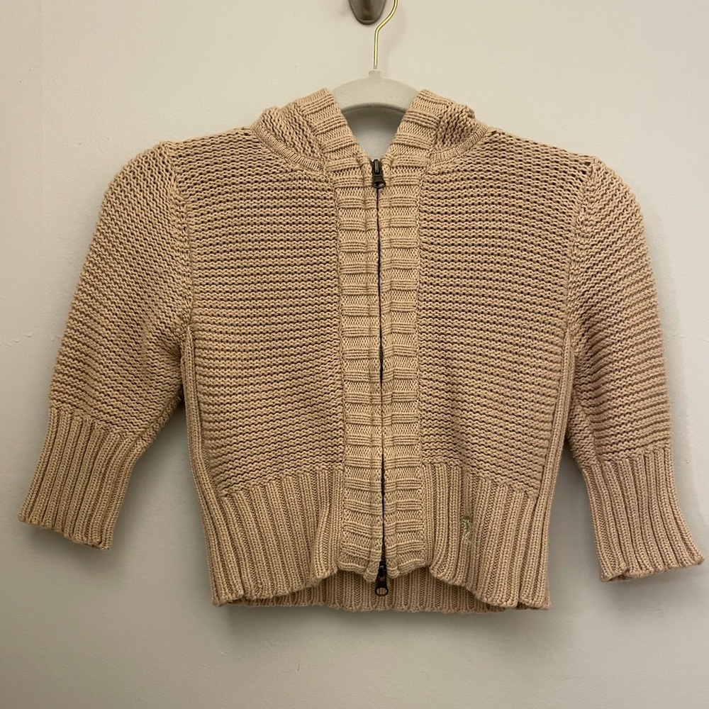 Urban Behaviors Tan crop zip up sweater.